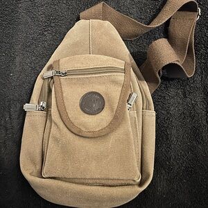 Brown Canvas Sling Bag